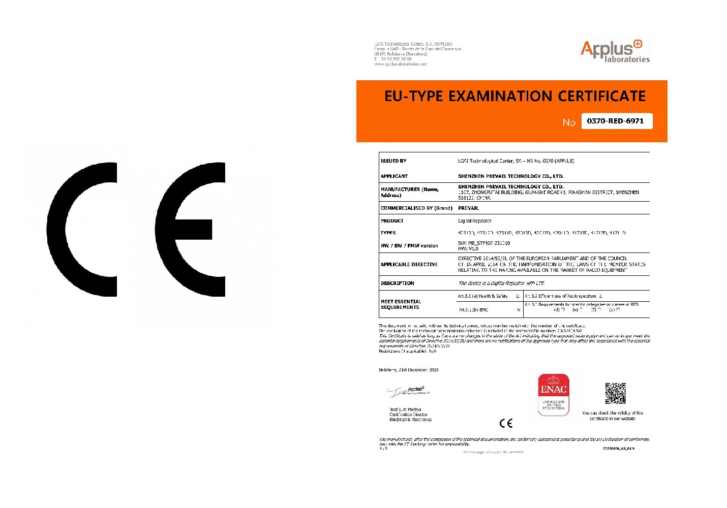 Digital Repeater CE Certified